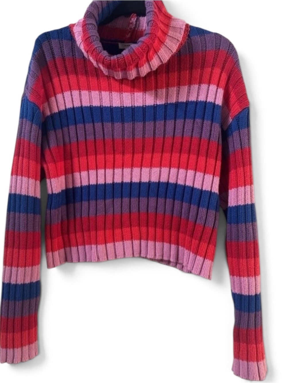 Glamorous chunky sweater Womens Large Rainbow Striped Turtleneck